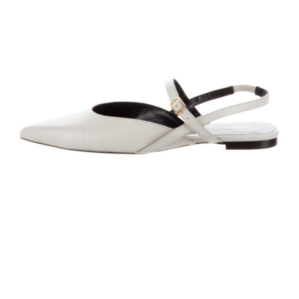 Celine | White Leather Slingbacks